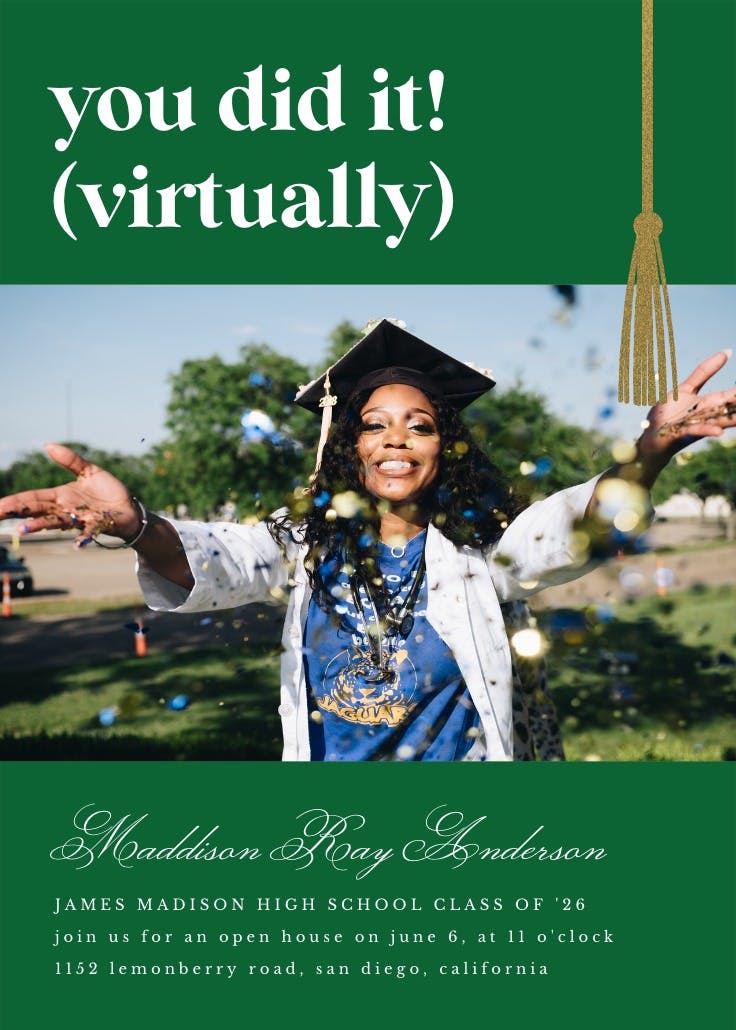 Did it virtually Graduation Party Invitation Template (Free) Greetings Island